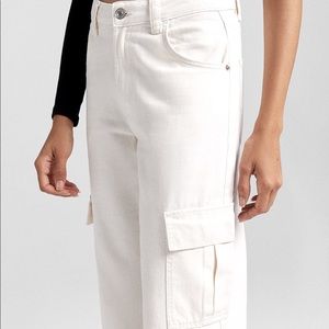 Bershka cargo wide leg pants in cream